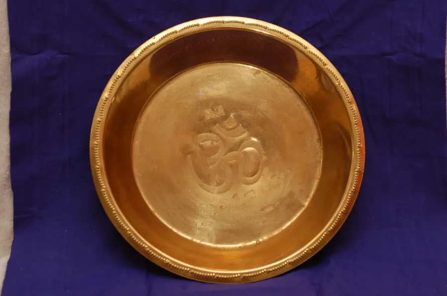 Aum Beaded-Rim Brass Thali