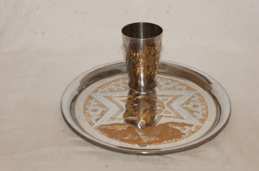 Gilded Silver Plate & Tumbler Set